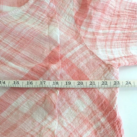 Habitat Clothes to Live In Pink Plaid Linen Blend Women's LG Pullover Top - Picture 7 of 8